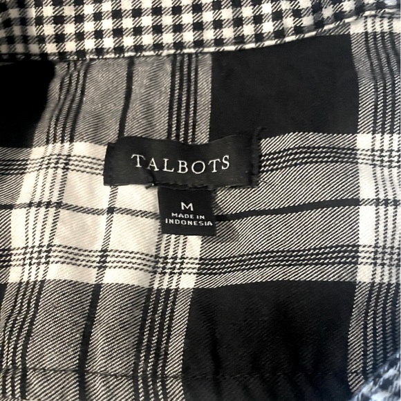 Talbots white and black plaid cotton blouse - Picture 5 of 6